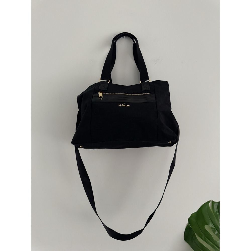 KIPLING Black Nylon Large Convertible Tote Bag Purse Messenger